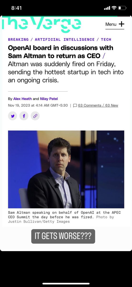 Sagar__Dev's tweet image. It’s absolutely hilarious to me how the management of $90b dollars company has high scholl drama going on. LOL

#OpenAI #SamAltman  #SamAltmanExit  #samaltmanfired #ChatGPT  #ChatGPT4