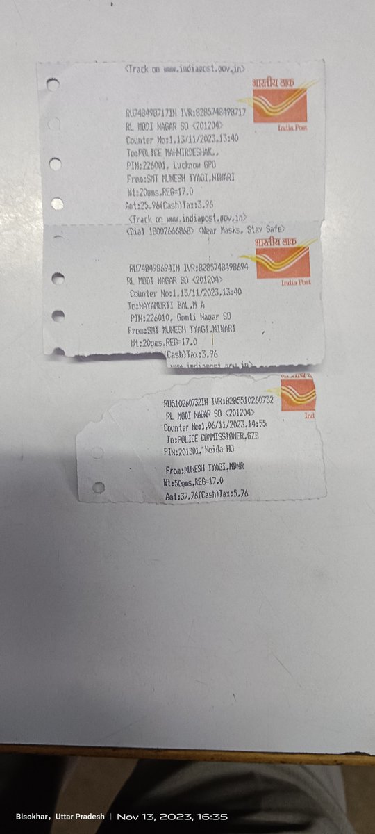 <a href="/DCPRuralGZB/">DCP RURAL COMMISSIONERATE GHAZIABAD</a>
<a href="/dgpup/">DGP UP</a>
<a href="/CMOfficeUP/">CM Office, GoUP</a>
<a href="/Uppolice/">UP POLICE</a>
<a href="/homeupgov/">Home Department, UP</a>
<a href="/OnRti17544/">RTI Attack On Corruption Bihar</a>
<a href="/RTI_AOCUP/">RTI ATTACK ON CORRUPTION UP</a>
<a href="/India_NHRC/">NHRC India</a>
<a href="/OnAligarhUp/">Attack On Corruption Aligarh Up</a>
<a href="/chandu845772/">भ्रष्टाचार पर प्रहार(attack on crruption)</a>
<a href="/AOC_Uttrakhand/">Uttrakhand Voice President ITCellAttack on Corrup.</a>
दिनांक 6/11/2023 के शिकायती पत्र पर अभी तक कोई कार्यवाही नहीं कमिश्ननरिरेट गाज़ियाबाद द्वारा रजिस्ट्री रसीद सलग्न है देखने का कष्ट करे  सज्ञान ले