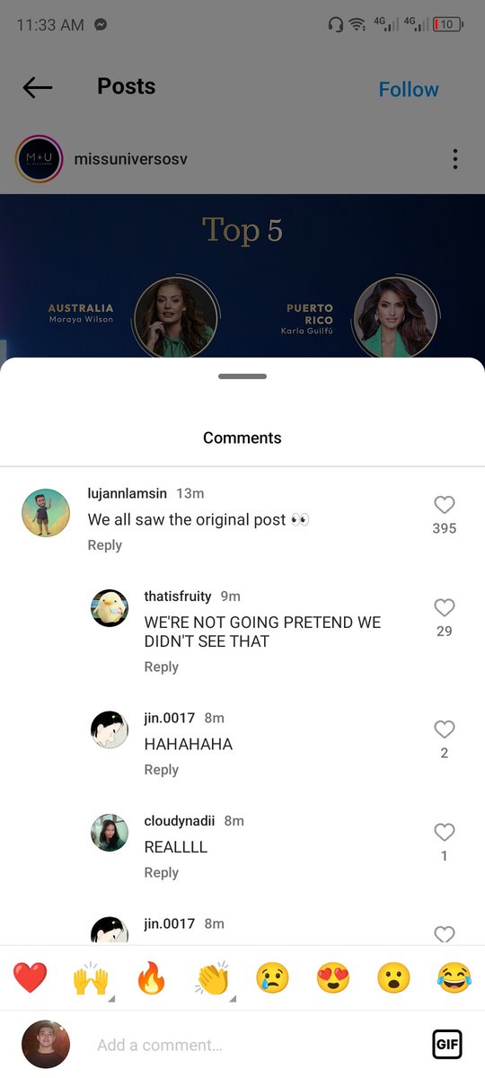 gnrjhnmnr's tweet photo. @ricjohndecino di ko sure teh if true 'to kanina, pero nagstalk ako sa missuniversosv, parang true nga https://t.co/VRdjMd16Du