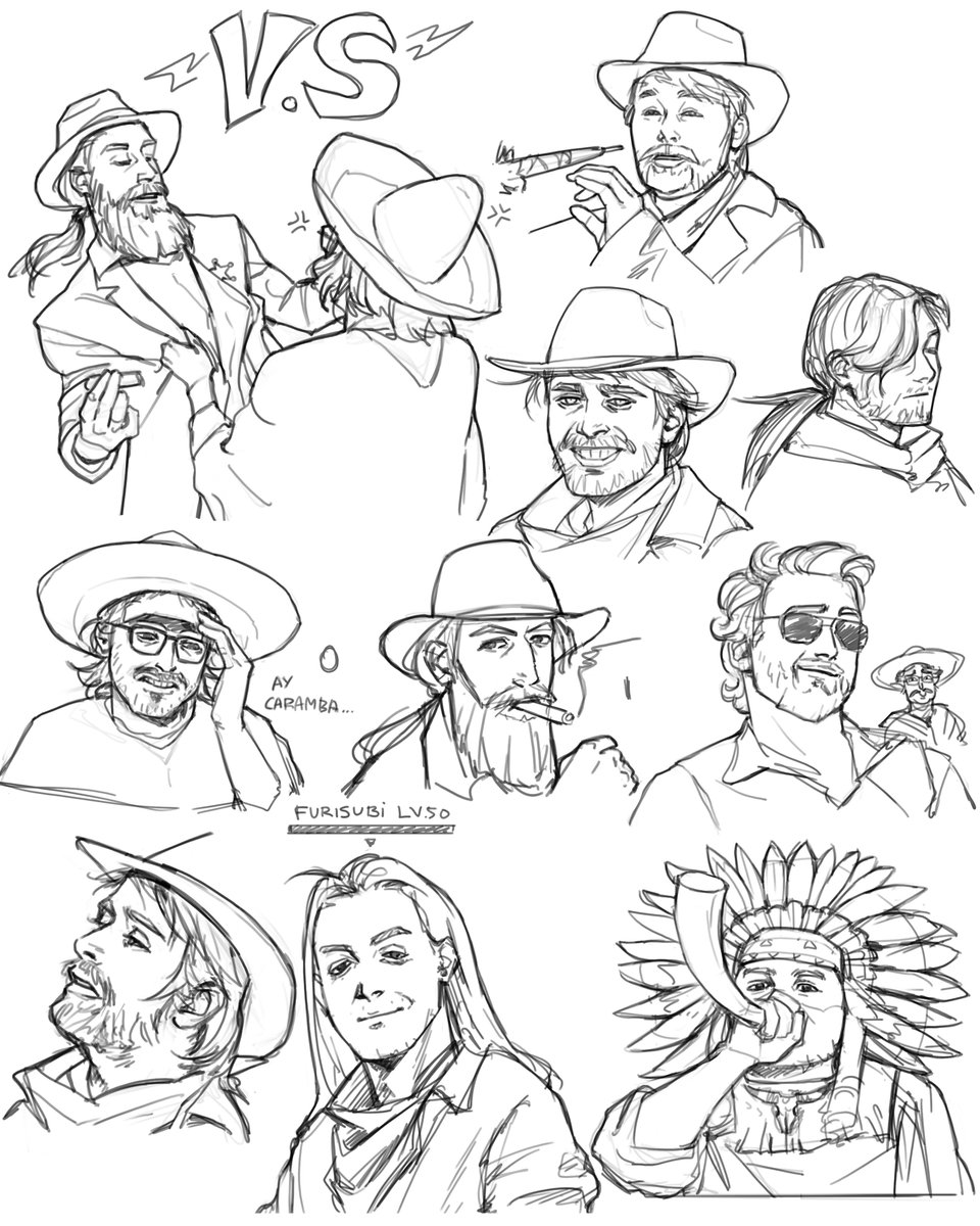 Cowboi fellas I drew my friends a long time ago but forgot to post 🤡 #sketch #croquis #doodle #rkgk #draw #dessin #portrait #sketchbook #sketching #drawforfun #cowboylife #artistontwitter