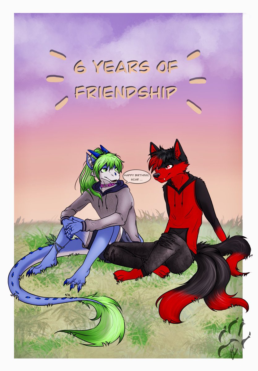 SpiritRoseWolf's tweet photo. A early Birthday gift to a dear friend @scarhefireking for our 6 year friendship. Drawn by the amazing talented @LillyNeram 

6 year friendship and going. Hope your future is a happy one Scar. I’ll always be here as a pillar of support. Even as a dragon XD https://t.co/ehmtxPrt9l