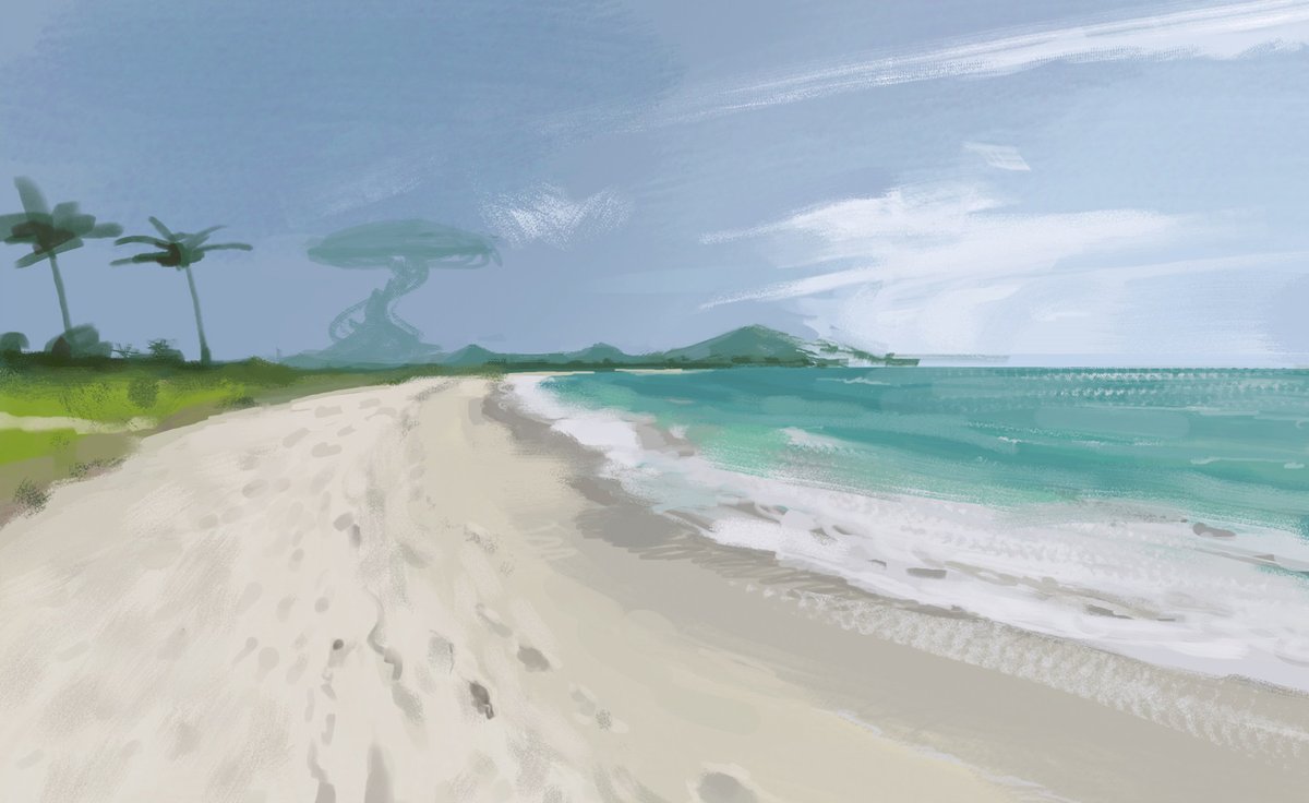 Hawaiian Beach Ref : Google map #study #artpractice #digitalpainting #digitalart #waves #sea #ocean #hawaiianbeach #artistontwittter #artwork #dessin #beach