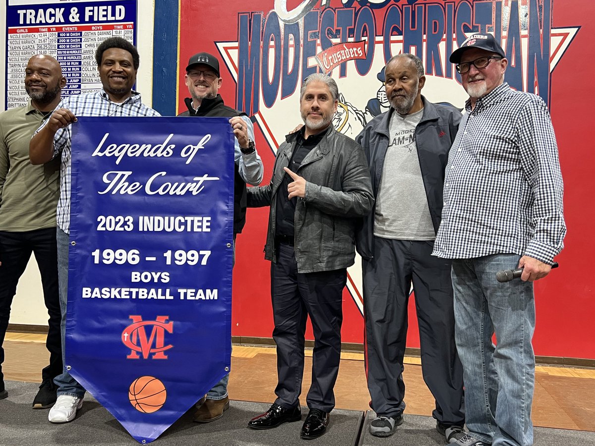(L to R) Clarence Denning, Brad Watkins, Mark Butler, Bill Mixon, Coach Bobby Cole, and Coach Gary Porter representing the 1996-1997 State Championship Team.

2023 Legends of the Court Inductees