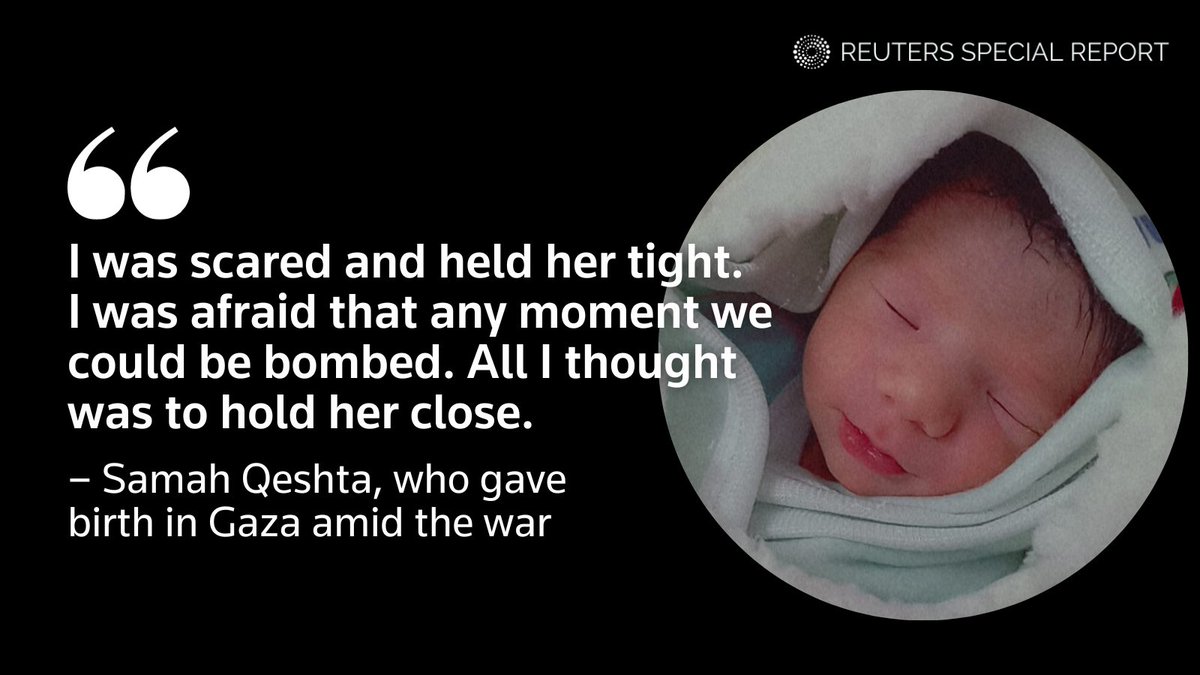 Naya is a baby born into war. After her birth, Samah Qeshta, her mother, wept because she was ashamed that 'circumstances forced me to deliver at a time when I am unable to provide her with anything' reut.rs/3G6cMaE