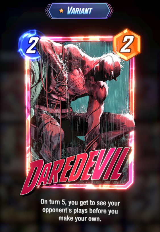 CDLR4v1's tweet photo. Some of my favorite #MarvelSnap Cards that look great without splitting them at all. Until they add a split chance to KEEP the original background, plus an effect I think I'll be leaving these alone. 

#Marvel #art #Daredevil #DaredevilBornAgain #variant #ohsnap #videogames #f2p https://t.co/wC9hWnwFdt