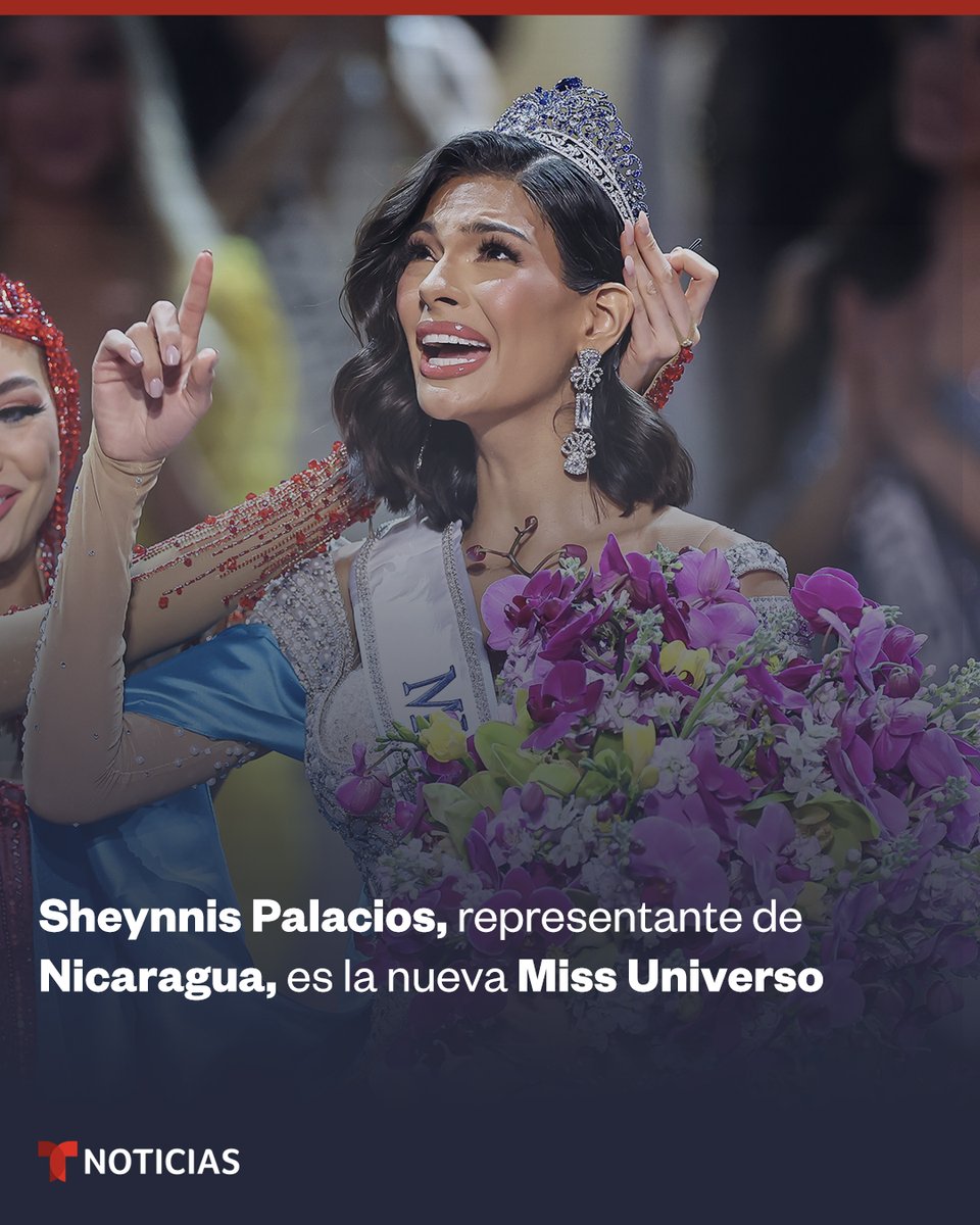 TelemundoNews's tweet photo. 👑 🇳🇮 #MissNicaragua se convierte en la nueva #MissUniverso.

Con el triunfo de @Sheynnis Palacios, el país centroamericano obtiene su primera corona del certamen.

En 2024, México será la sede del concurso. https://t.co/AtHsGPMKCG