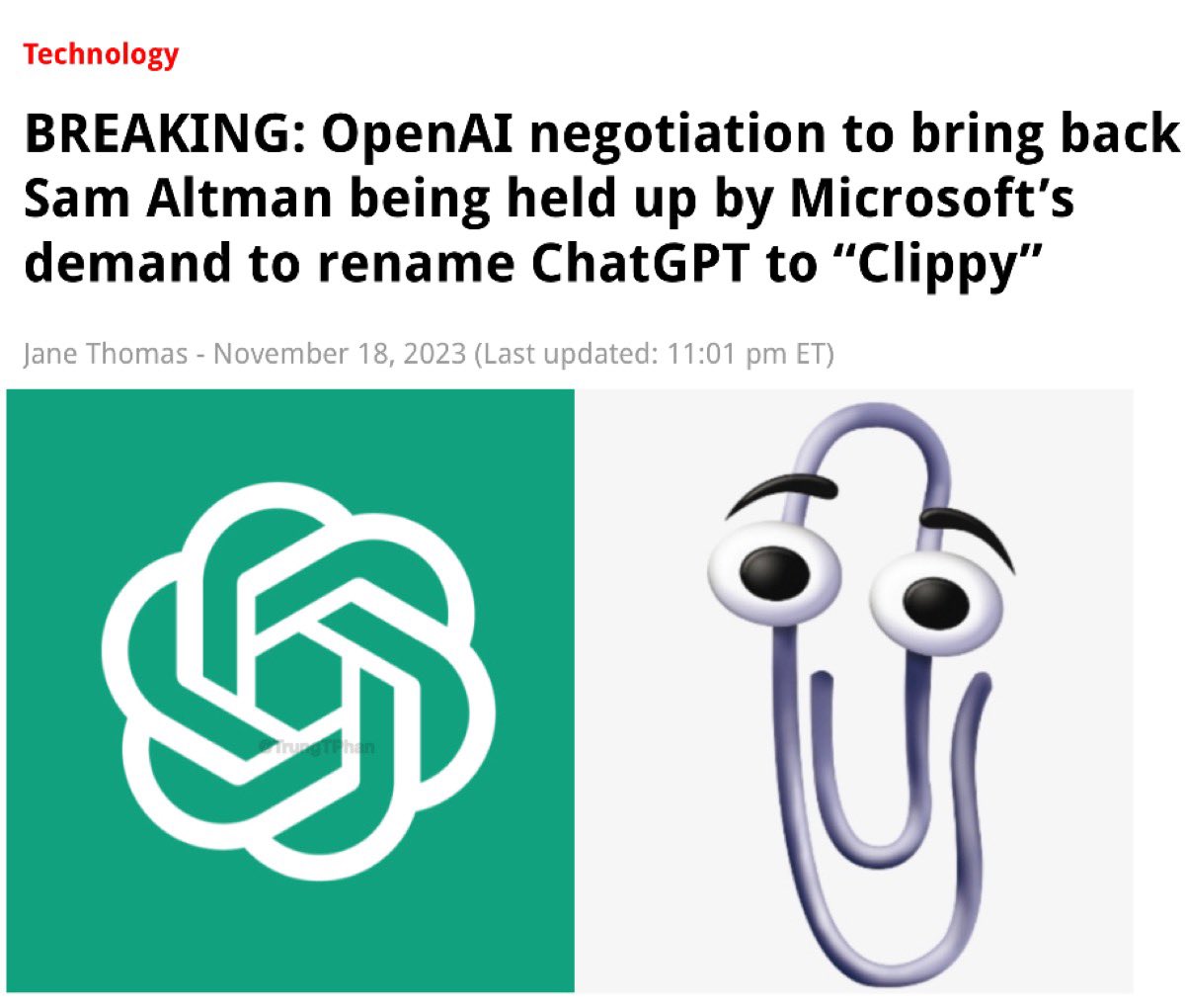 TrungTPhan's tweet photo. The OpenAI story keeps getting crazier https://t.co/qtlW5smxo1