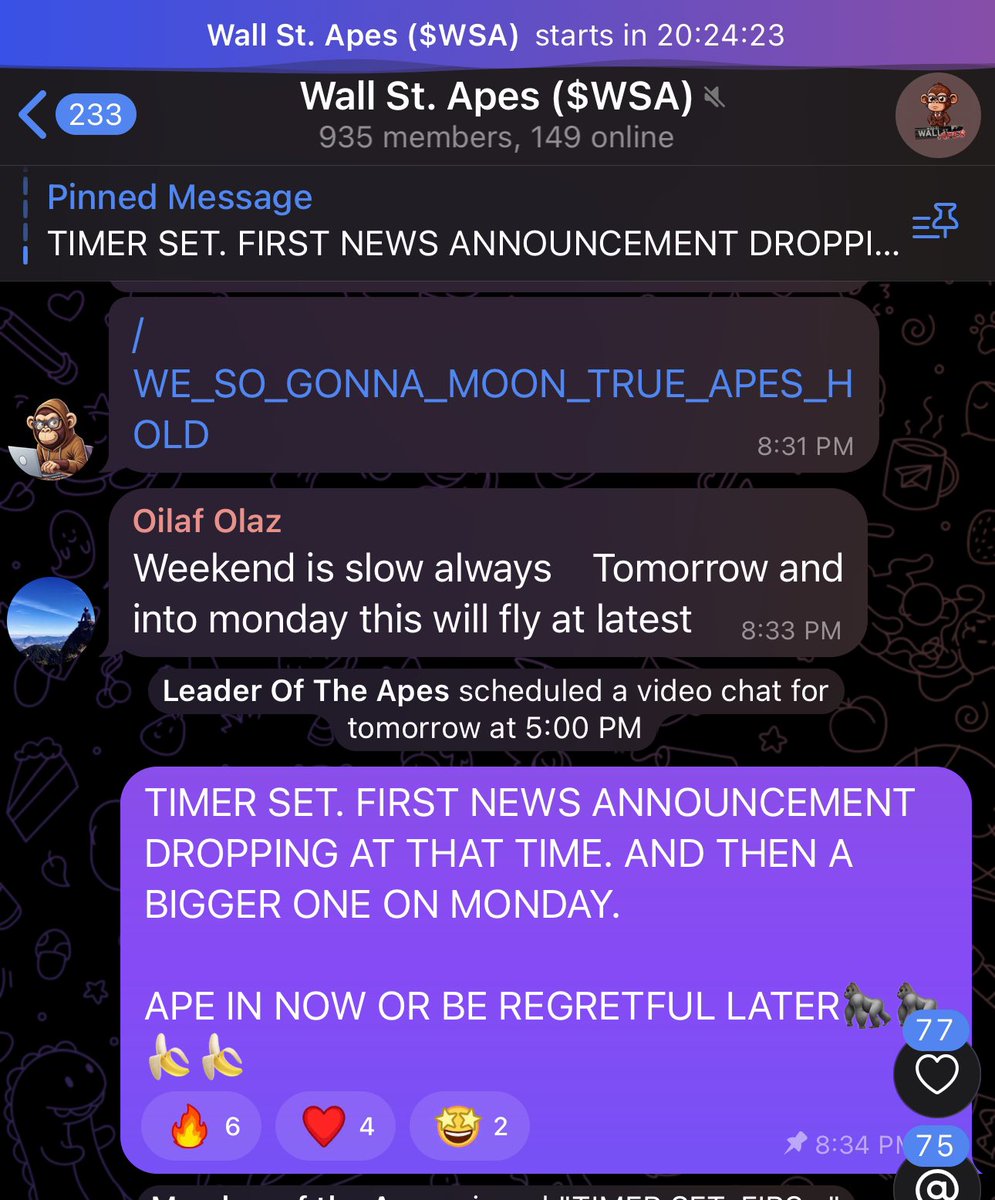 Timer is set in the TG for the first of a few partnership announcements😉🦍🍌
