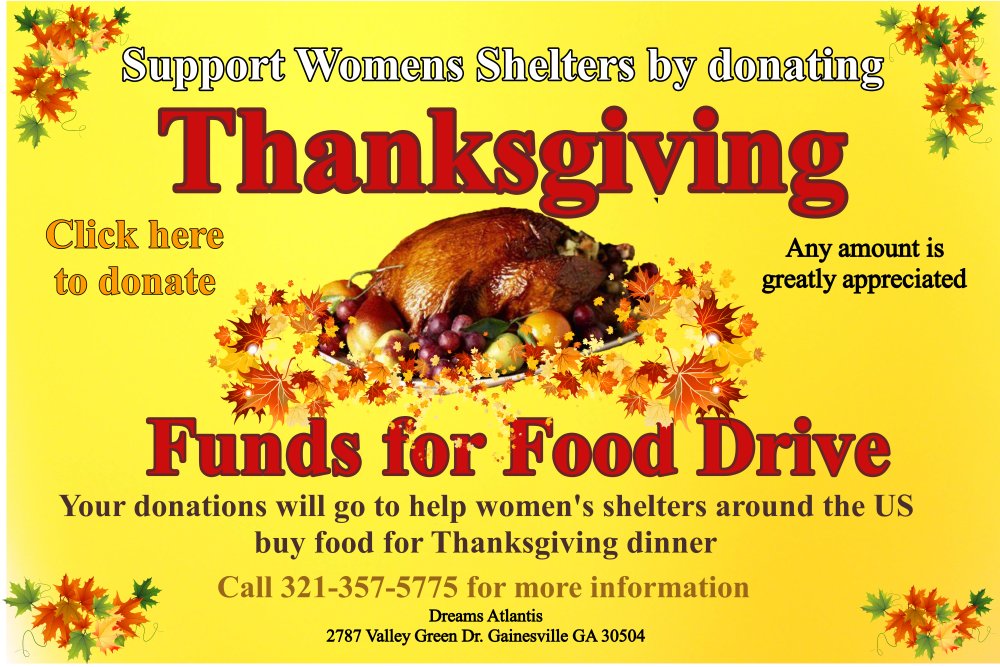 dreamsatlantis's tweet photo. We're raising funds to assist woman's shelters all over the United States in providing a great Thanksgiving dinner to the women living there. Any donation amount is appreciated.#AttackPoverty #inspiringgenerations #foundation #tomorrowsleaders
CLICK HERE> https://t.co/PzGJIk5mlo https://t.co/gkGWevDd9B