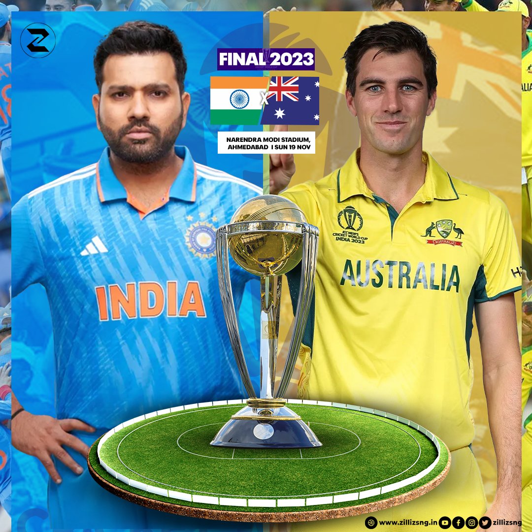𝐆𝐑𝐀𝐍𝐃 𝐅𝐈𝐍𝐀𝐋𝐄! 💙💛 India take on Australia in the Final of ICC Cricket World Cup 2023 at Narendra Modi Stadium, Ahmedabad 🏟️ A score to settle for the Indian team as the men in blue look to take revenge for the 2003 Final after 20 years #CWC23 #INDVAUS #ZilliZ
