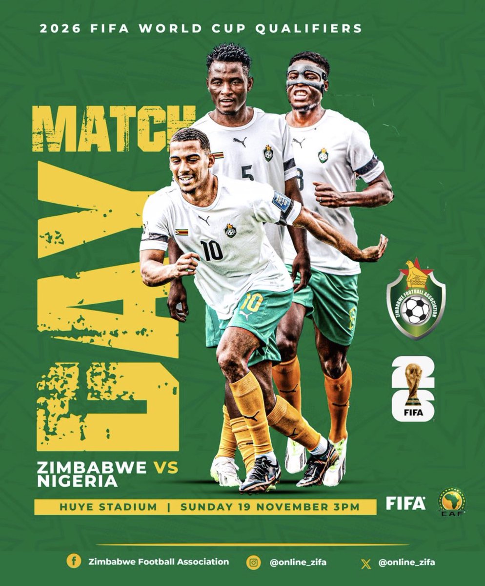 advocatemahere's tweet photo. 🟡Here’s wishing the Warriors all the best as they play against Nigeria today. We wish them all the very best. However, citizens and fans can’t help but point out that the Govt’s failure to ensure we have even one functional stadium is a matter of national embarrassment. 

How can we be Warriors when we are playing a “home” game in Rwanda? How do we sensibly cheer the lads on? Isn’t “homeground” support the essence of vibrant football? If Zimbabwe has a Minister of Sport, they should resign forthwith. 

We need new leaders.🇿🇼