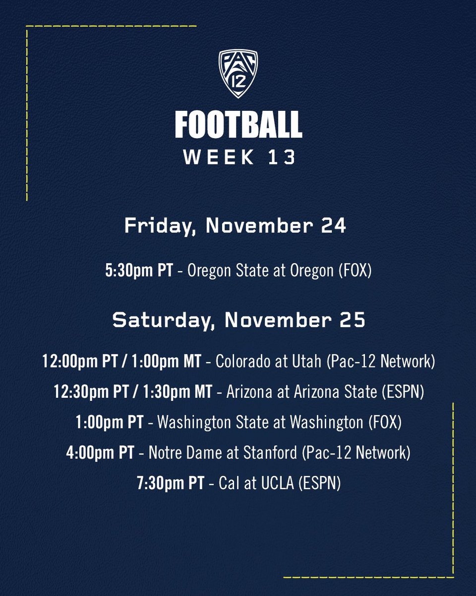 Final week of the #Pac12FB schedule has been finalized ⤵️