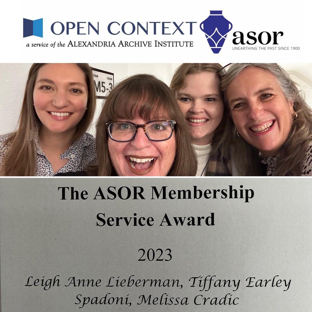 Dr. Tiffany Earley-Spadoni (@tiffanyspadoni) on Twitter photo Happy to have received The <a href="/ASOResearch/">ASOR</a> Membership Service Award w/ <a href="/LeighsLies/">Dr. Leigh Anne Lieberman (she)</a> and Melissa Cradic, with the support of <a href="/OpenContext/">Open Context</a>, recognizing our work developing Digging Up Data, a program that provides critical education and mentorship in the digital humanities. #asor2023 Happy to have received The <a href="/ASOResearch/">ASOR</a> Membership Service Award w/ <a href="/LeighsLies/">Dr. Leigh Anne Lieberman (she)</a> and Melissa Cradic, with the support of <a href="/OpenContext/">Open Context</a>, recognizing our work developing Digging Up Data, a program that provides critical education and mentorship in the digital humanities. #asor2023