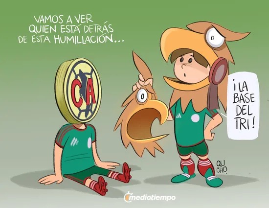 mediotiempo's tweet photo. ¿Quién está detrás de esta humillación? 🤔

Detrás del desastre en Honduras hay un club muy importante del país, hoy base de este Tricolor: el América.

El cartón de Qucho Monero ( @qucho )

https://t.co/u3uRUkNyZW https://t.co/wcm0ufrMZQ