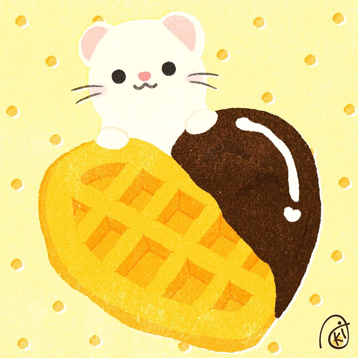 チョコがけワッフル

#イラスト #お絵描き #オコジョ