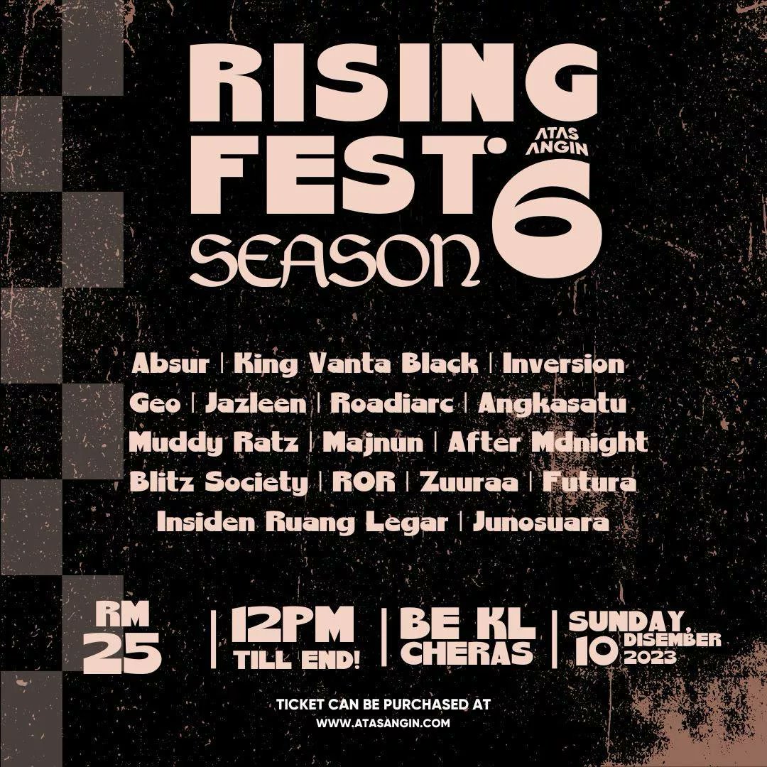 GTAVI⁉️ no its RISING FEST VI ‼️ catch our set on 10 Dec 2023 at BeKL HQ ( previously Angkasa ) 12 PM and onwards ! get your tickets now ( RM 25 inc processing fee ) on atasangin.com it's going to be great, see you there ‼️