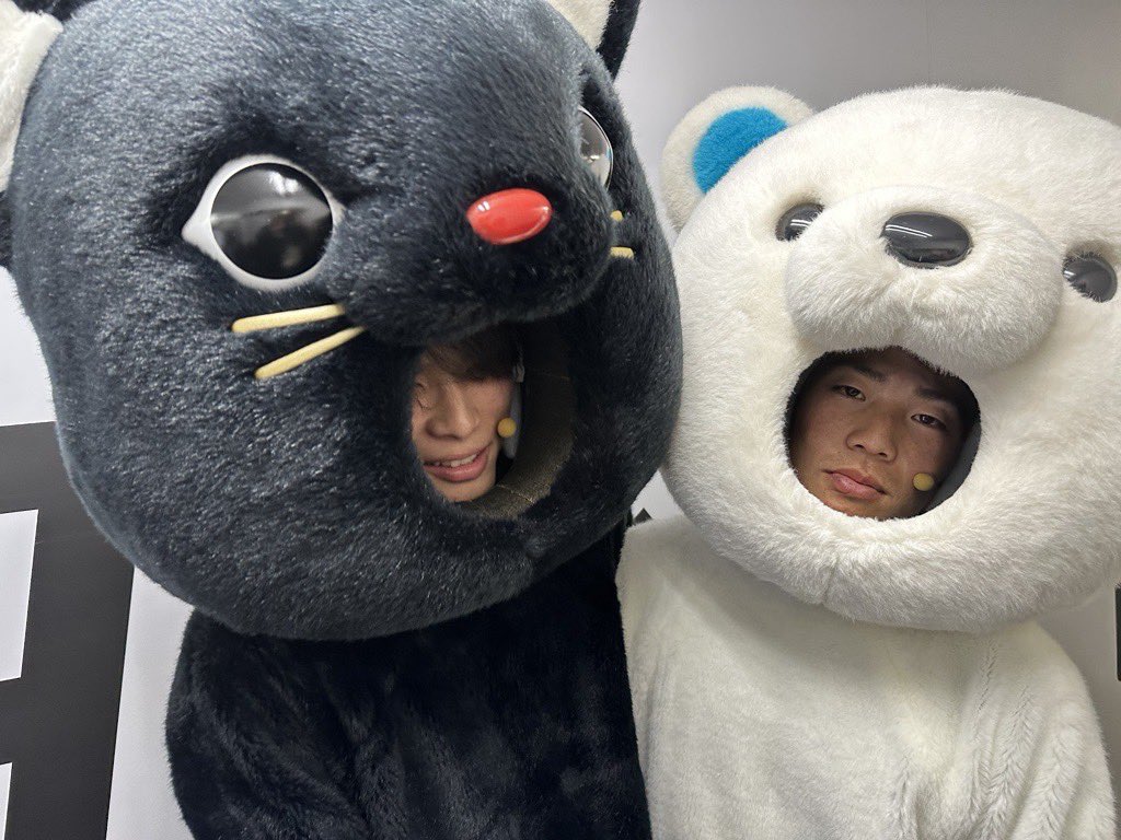 黒猫の #和田康士朗 選手と白熊の #友杉篤輝 選手。 とても可愛いです