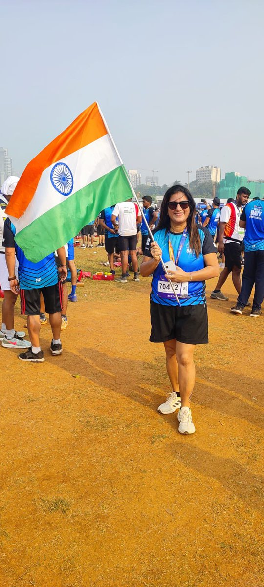 Completing morning marathon is a triumph in itself. Now, cheering India in Cricket World Cup vs Australia. May cricket field witness India's prowess. Play with heart,& let each moment be a celebration of skill. Best wishes - May the tricolor soar high. 🇮🇳🏃🏏