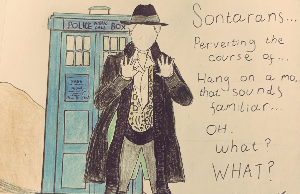 Irongron1's tweet photo. What if...

After dropping Ace back on Earth, a damaged Seventh Doctor takes the TARDIS to one last destination...

Seconds after leaving the ship, his body explodes into a grand burst of energy.

He has become a new man... but not quite the one he was expecting.

#2023vs1993 https://t.co/0KMSjMraFx