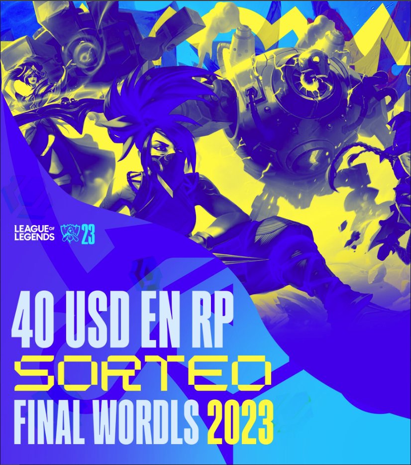 FALTAN 3 HORAS PARA LA GRAN FINAL DE #Worlds2023 

Voy a rifar junto con <a href="/primateclan/">PRIMATE</a> 40$ en Riot Points una completa locuraaaaaaa🔥

Para participar seguir estos pasos: 

-Like y RT a esta publicación 
-Seguir @XSoniclol 
-Seguir <a href="/primateclan/">PRIMATE</a>