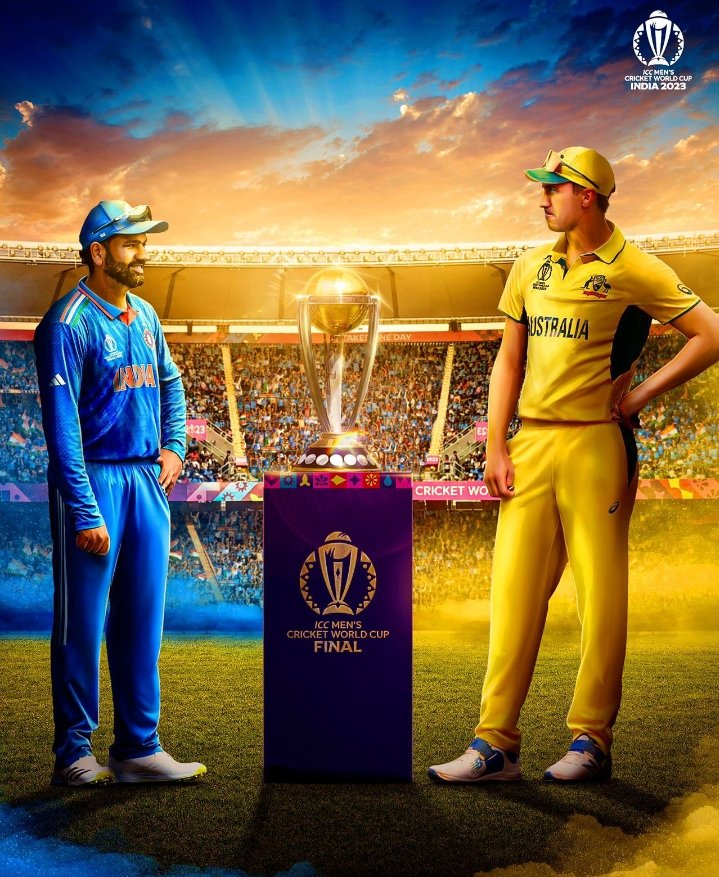 One step away from greatest glory ✨, common #TeamIndia 🇮🇳 you can do it! ❤️🏆🤞
ALL THE BEST for #MenInBlue #INDvsAUSfinal #Ahmedabad #ICCWorldCup2023Final  #BELIEVEINBLUE 💙 #CheerForGreatness #WorldCupOnStar  #MenInBlue vs #Meninyellow