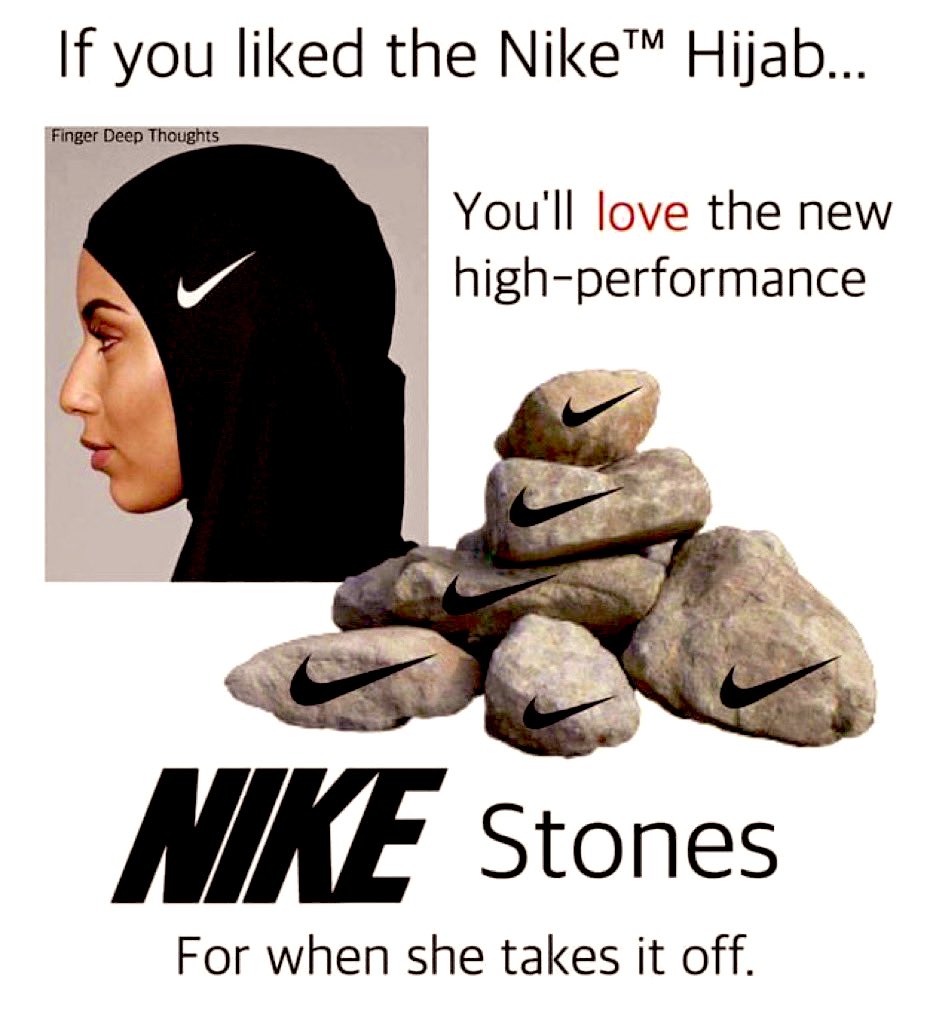 1776Diva's tweet photo. 🎁 This Christmas, show the women in your life you really care. 

🪨 Nike high performance STONES! 

🧕🏾 Keep the females in your family properly b3aten into submi$$ion and never worry about them stepping out of line again. 

#HamasTerrorrists https://t.co/xYRQClFu8I