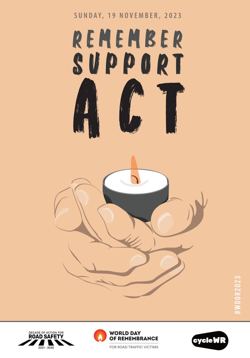 Today is <a href="/WDRemembrance/">World Day of Remembrance for Road Traffic Victims©</a> for Road Traffic Victims. 
This <a href="/GroundUpWR/">GroundUpWR</a> ride, we will come together to remember those affected by road traffic incidents and promote road safety.
📅Date: Sunday, 19th of November
🕑Time: 14:00 | 2:00 pm
📍Meeting Point: Kitchener City Hall
#WDoR2023