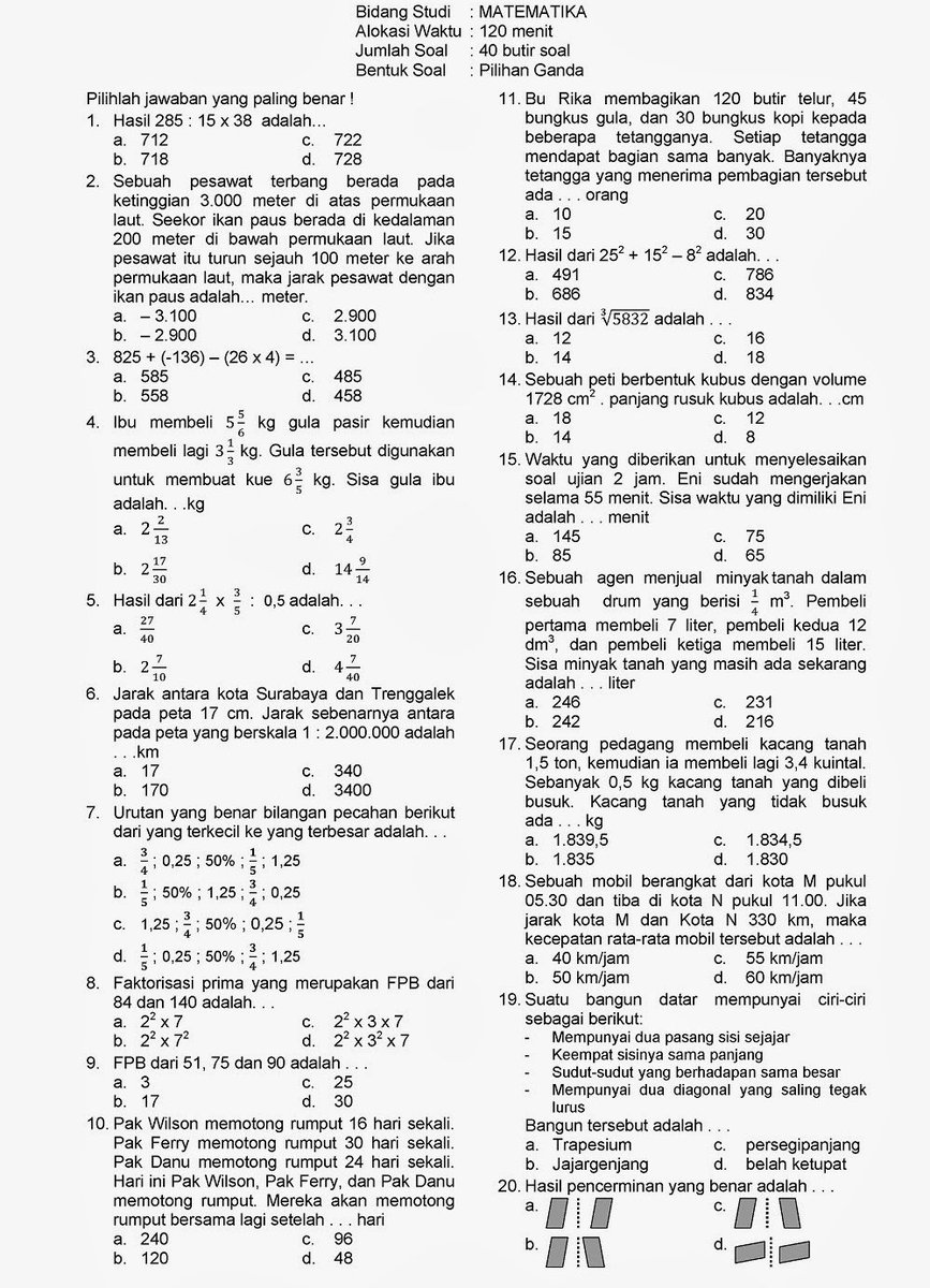 MathGyver4U's tweet photo. Adik adik kelas 6 SD
🚐🚌🛴🚴🏼‍♀️🚴🚲🚒🛵

Soal dan PEMBAHASAN SOAL PERSIAPAN PENILAIAN AKHIR SEMESTER - kelas 6 SD.

Untuk PDFnya adik adik boleh download pada link berikut ya

https://t.co/l56iGTiRSU https://t.co/vDhhc9yciS