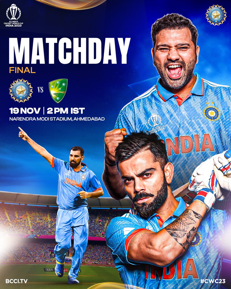 Hello from the Narendra Modi Stadium, the largest cricket stadium in the world 🏟️👋

All In Readiness for the #CWC23 Final 🏆

India 🆚 Australia

⏰ 2 PM IST
💻 BCCI.TV 

#TeamIndia | #MenInBlue | #INDvAUS | #Final