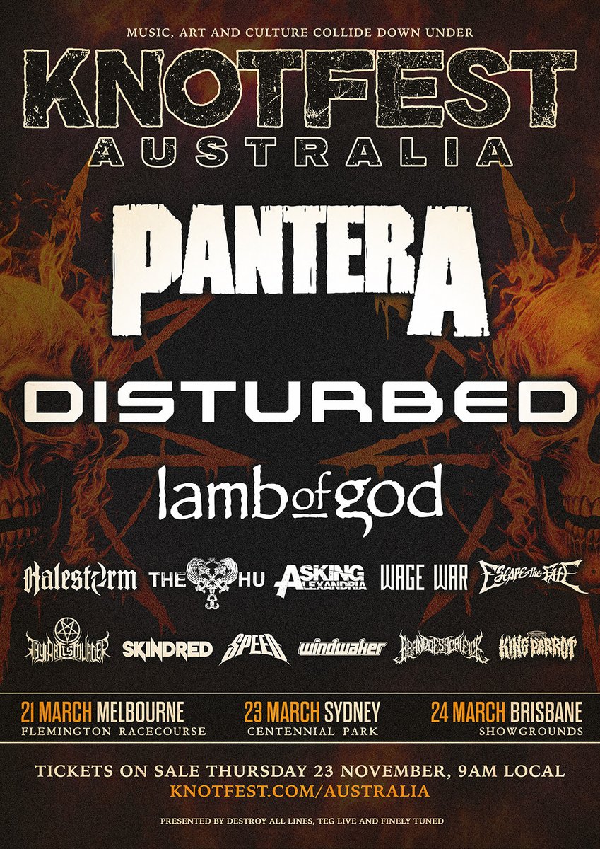 🔥💀 Knotfest Australia 2024 💀🔥

Deets: wallofsoundau.com/2023/11/14/rol…