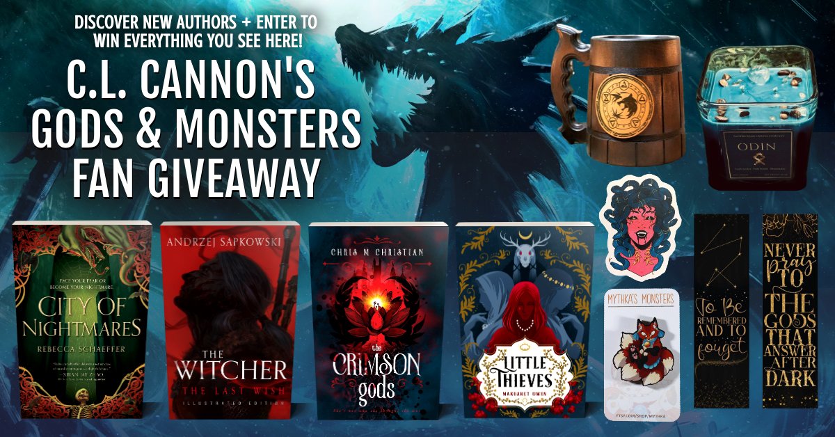 🐍Are you a fan of #Mythology &amp; #Monsters? 
Enter our Gods &amp; Monsters #giveaway to snag #books + swag!🐍

🏹Enter: bit.ly/godsnmonsters 🏹

#Win #CityOfNightmares #TheWitcher #TheCrimsonGods #LittleThieves + Odin candle, Witcher mug, Kitsune pin, bookmark, &amp; Medusa sticker.