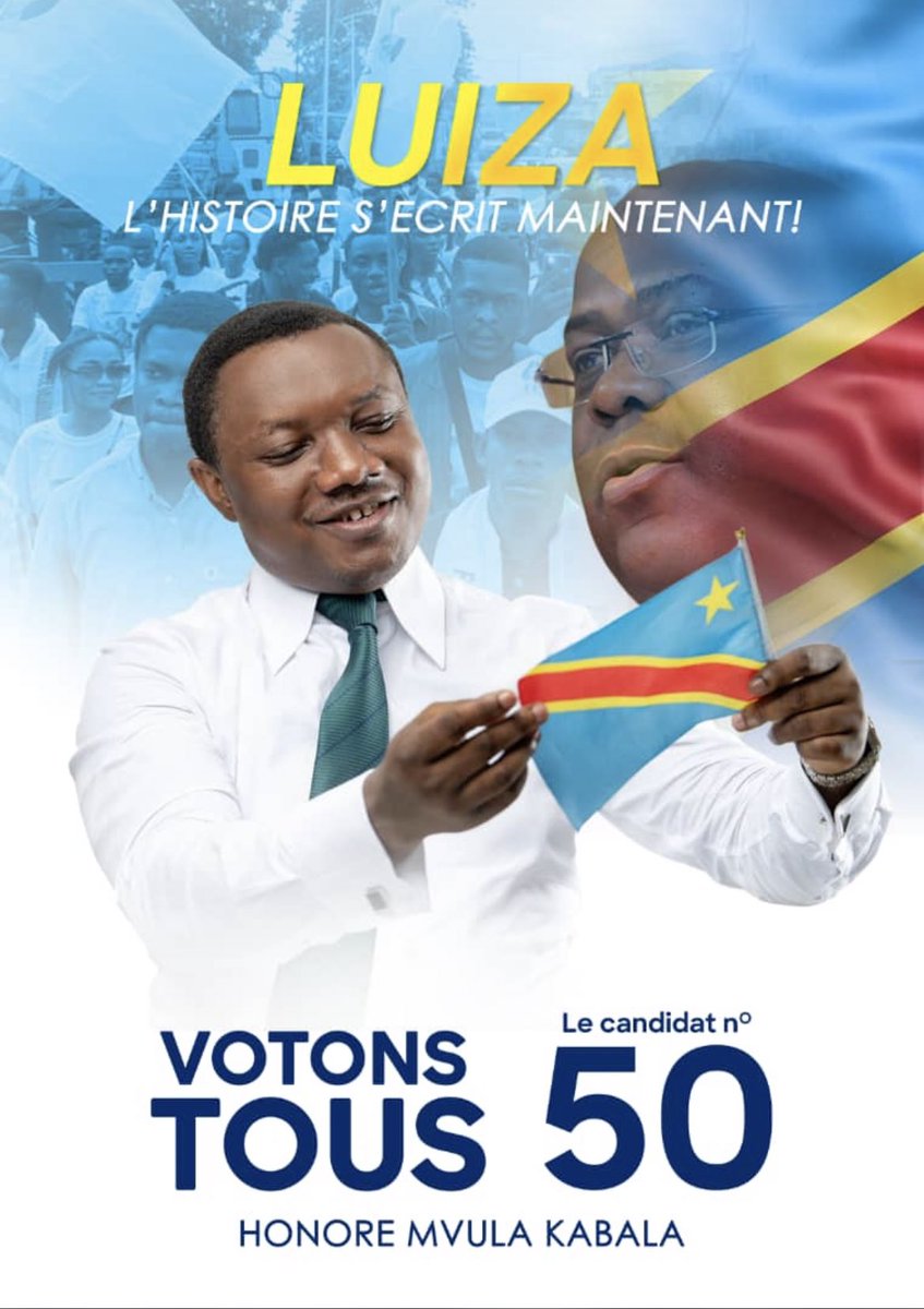 ChristosMuk's tweet photo. Votez N*50 à #Luiza, @HonoreMvula1 
Votez N*66 à #Kazumba, @mandefu113 
Votez N*111 à #Kisangani, @FontaineMangala 
Votez N*73 à #Mbanza_Ngungu, @KallyKiakwama 

VOTEZ LES LISTES @aacpg01 https://t.co/dTuLjiAHrS