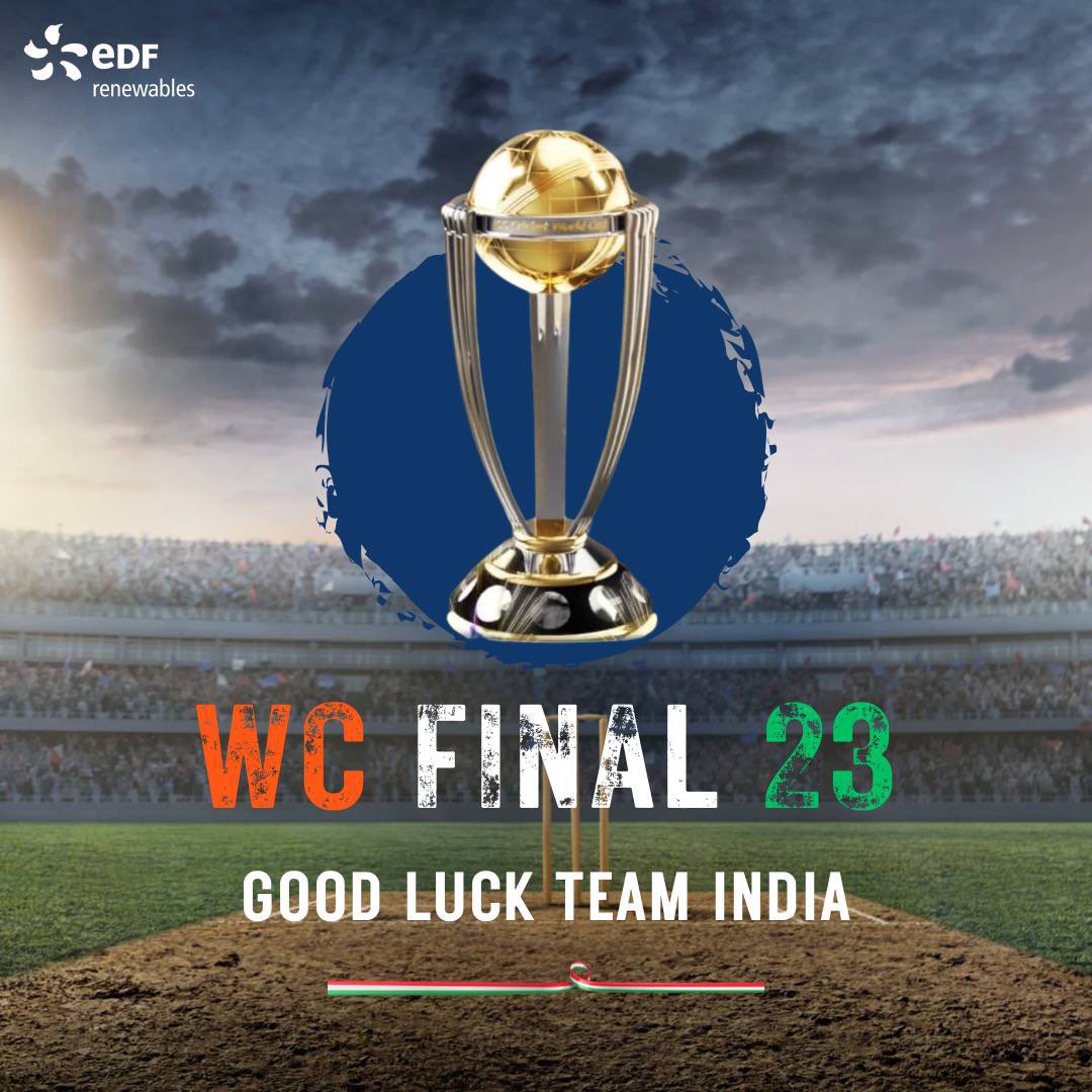 EDF_REIndia's tweet photo. EDF Renewables India sending heartfelt wishes to Team India for a big win 🏆🇮🇳
GOOD LUCK TEAM INDIA 🇮🇳
#teamindia #wc2023 #EDFRenewablesIndia #switchtorenewables #bleedblue https://t.co/fVbUIqfhRo