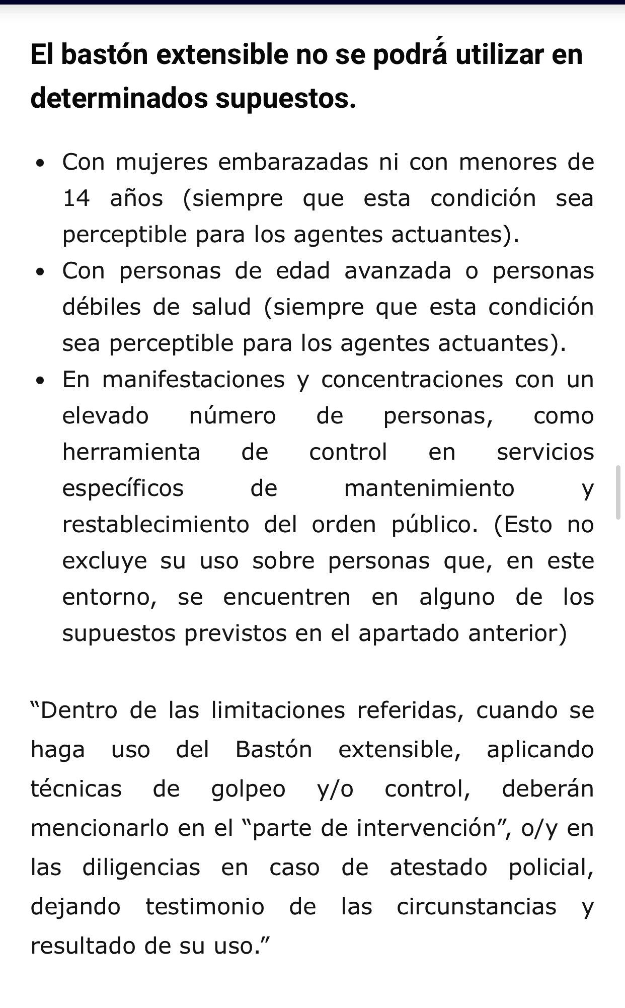  Bastón policial extensible: técnicas de control