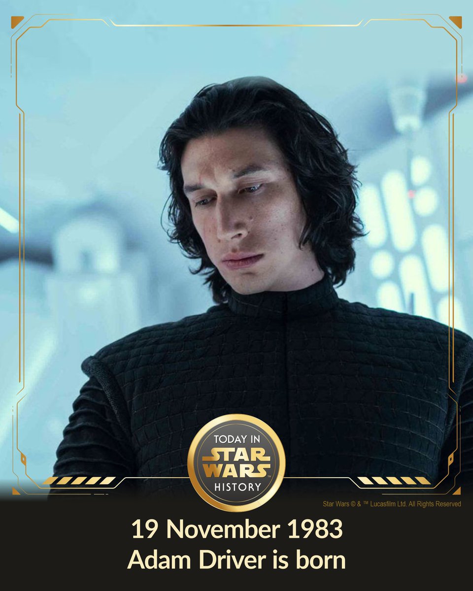 19 November 1983 #TodayinStarWarsHistory  'You can't hide, Rey. Not from me.' #KyloRen #BenSolo #SequelTrilogy #AdamDriver