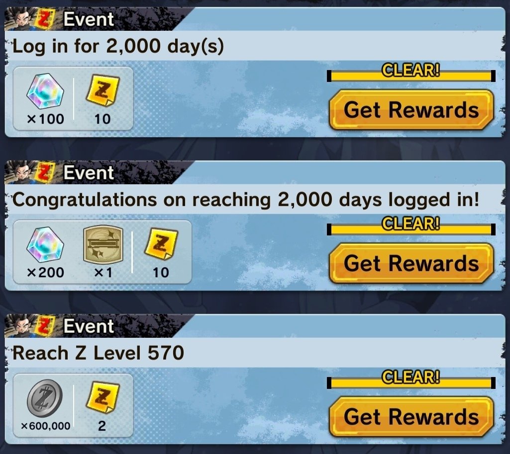 andyaidegaming's tweet photo. On this day, November 19, 2023, we have logged in for 2000 days! Kind of disappointed that we only get a title and not another exclusive character like the 1000-day Bulma. Would have been nice if they gave even just a base form Shallet.
#2000days #DBLegends #DragonBall https://t.co/doNTPDNRDK