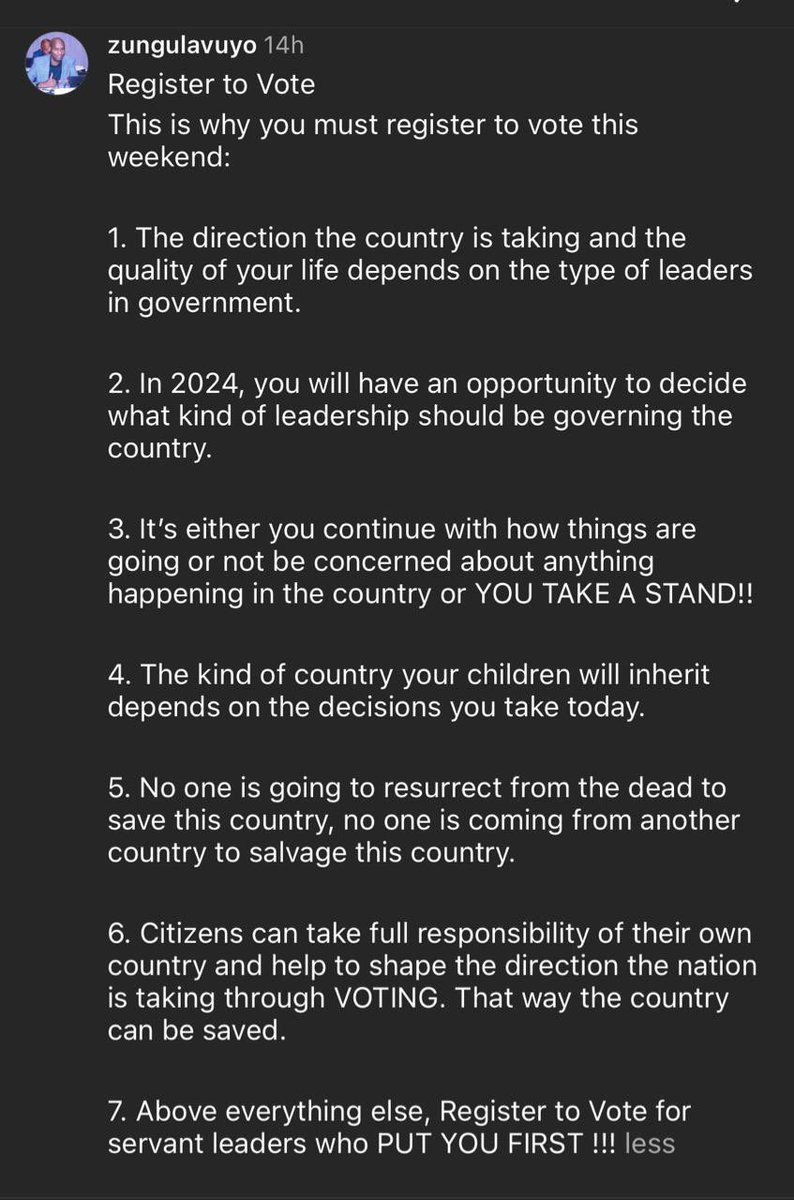 ZungulaVuyo's tweet image. Remember to #RegisterToVote