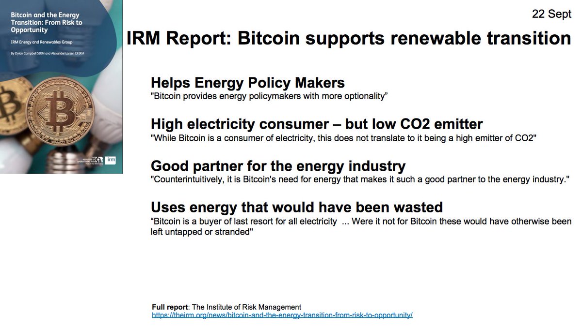 Narrative Shift 5: Institute of Risk Management shows Bitcoin mining  supports renewable transition (22 Sept) Source: https://t.co/IOfDljM5za