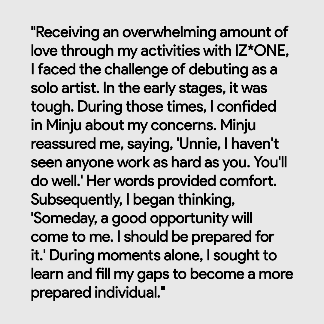 KowaiYume22's tweet photo. In an interview with News1, Kwon Eunbi said she confided in Kim Minju when it was hard as a solo artist. 

Q: After the conclusion of IZ*ONE activities, there must have been challenging times in establishing a solo career. How did you endure through those difficult moments? https://t.co/pljIF3Yz7c