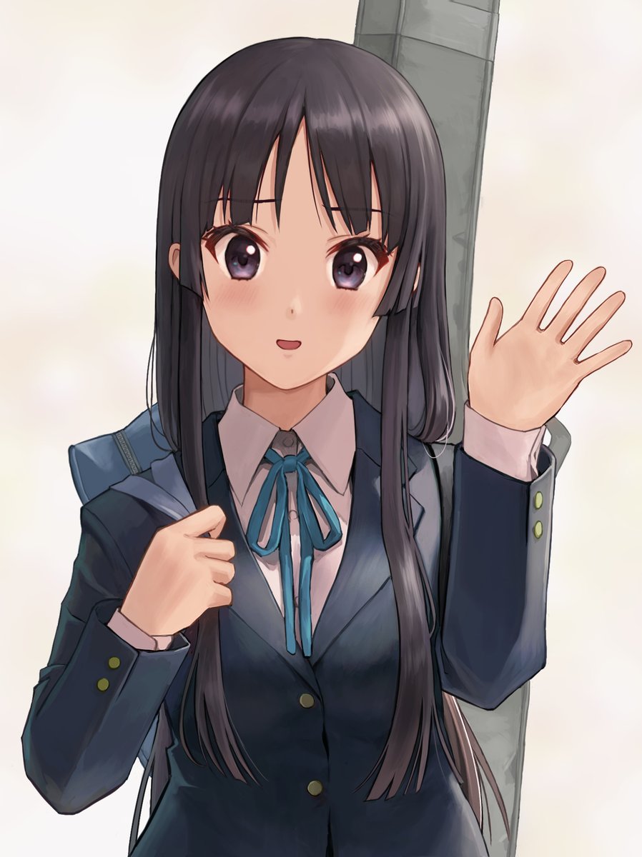 akiyama mio 1girl sakuragaoka high school uniform school uniform solo winter uniform long hair black hair  illustration images