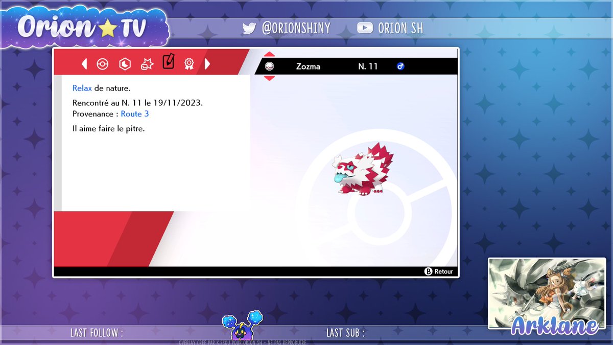 [38]  Zigzaton De Galar Shiny qui tombe en 15905 rencontre sur la route 3 de Bouclier. 
Il tombe en live sur la TV Orion, Trop content c'était ma cible ! 
clips.twitch.tv/UgliestTranspa…