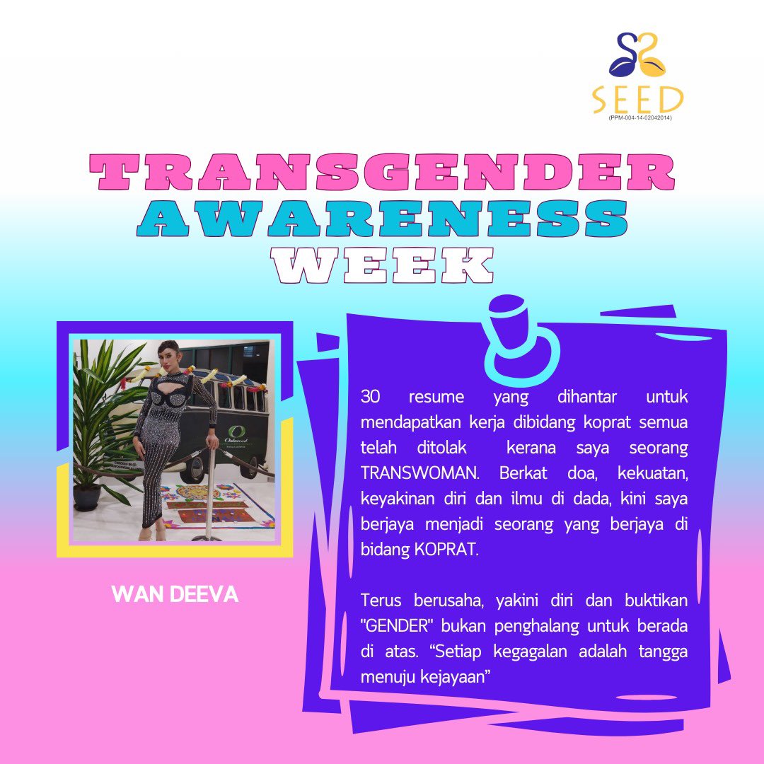 #transawarenessweek #ourcommunityspeaksforourself @seedmalaysia 

I am brave, I am bruised
I am who I’m meant to be, this is me!