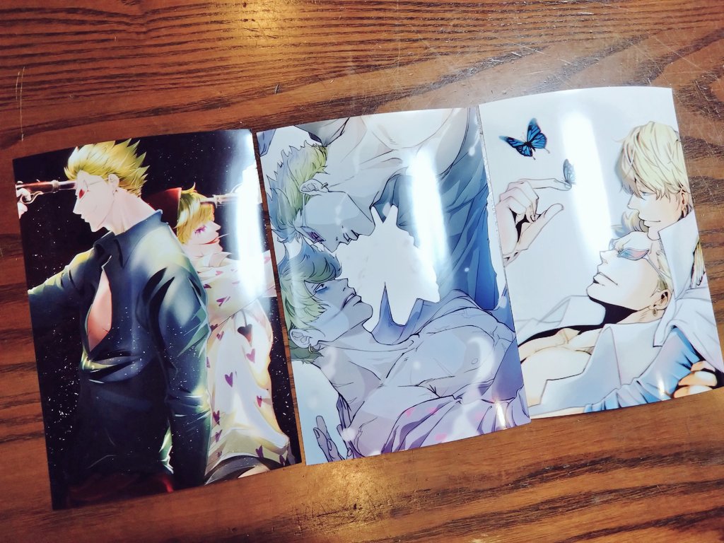 仕事帰りにクロノクロス24周年画と、りよこさんのドフコラのネップリしてきました🫶✨
ああ〜もうとっても可愛い美しい〜〜!!満足です💖
そしてわたしのもついでに(試し刷りしてなかった)。右下のキッドだけ白フチ有りで印刷したほうが良さそうですな…
