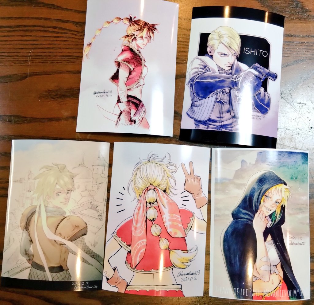 仕事帰りにクロノクロス24周年画と、りよこさんのドフコラのネップリしてきました🫶✨
ああ〜もうとっても可愛い美しい〜〜!!満足です💖
そしてわたしのもついでに(試し刷りしてなかった)。右下のキッドだけ白フチ有りで印刷したほうが良さそうですな…