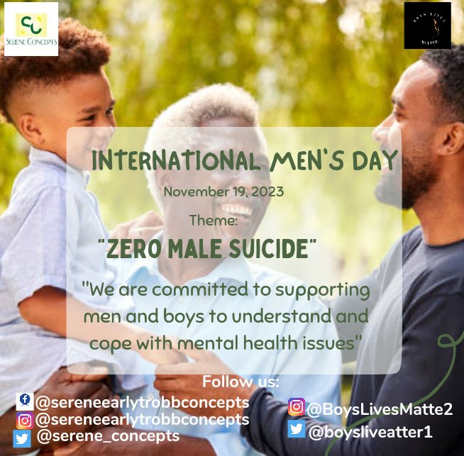 Happy #InternationalMen's Day to all great boys boys worldwide.
The theme for International Men's Day 2023 is "Zero Male Suicide"  and, we are committed to supporting boys to understand and cope with mental health issues
#boy #InternationalMensDay #sundayvibes