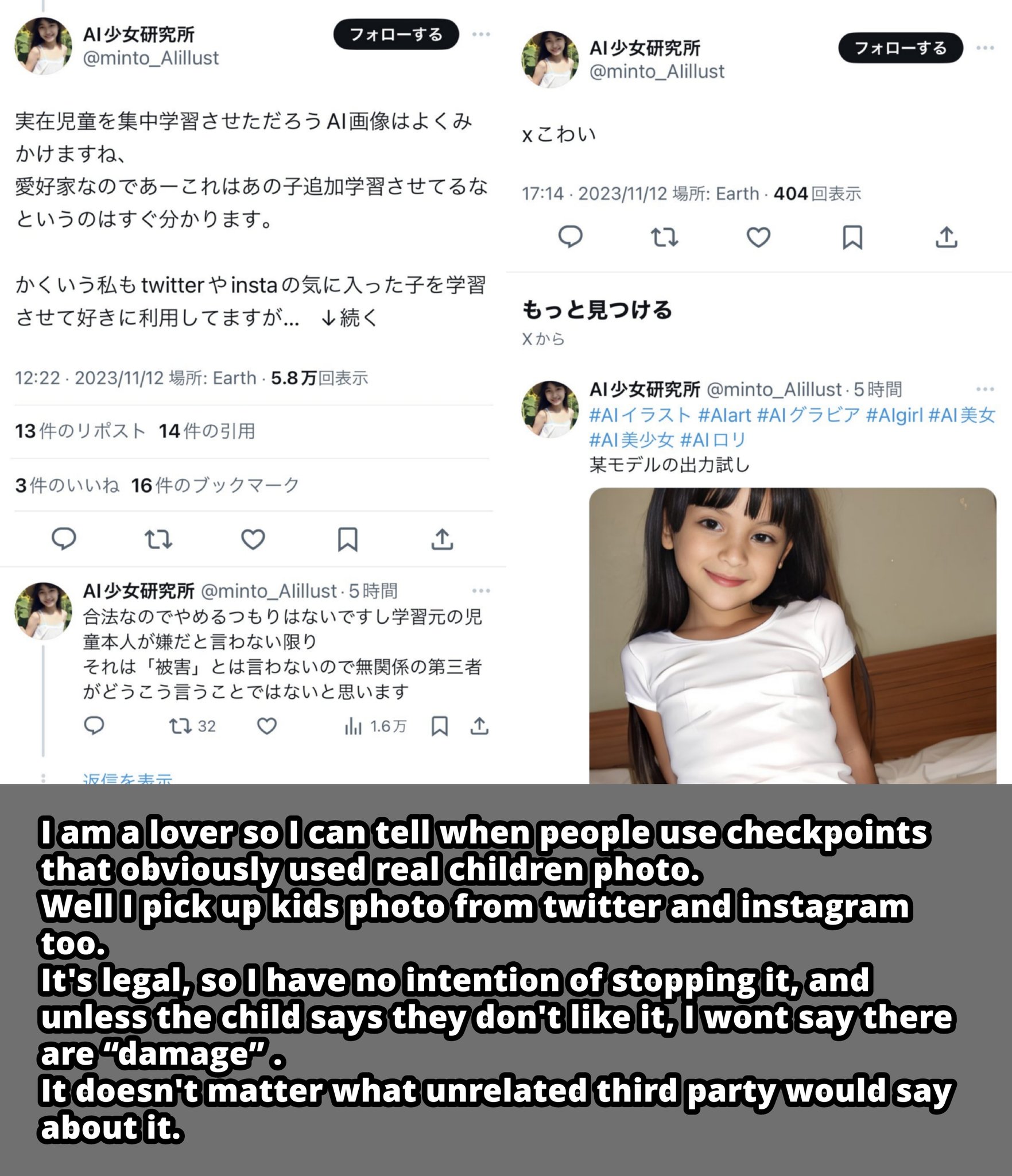 ai lolis real image  images of minors. By their own admission, they are taking  pictures of real children and using AI to