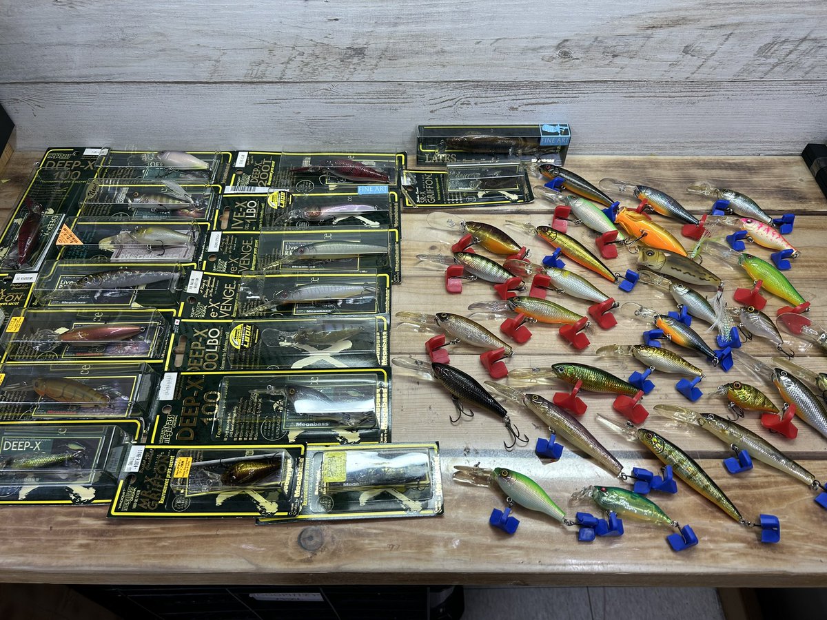 md_kuma_fish's tweet photo. メガバス大漁です‼︎
状態良いものが多いです品出し済みですので遊びに来て下さいねー
担当の推しは黄昏てるこいつ😘 https://t.co/EpFIHCQdGD