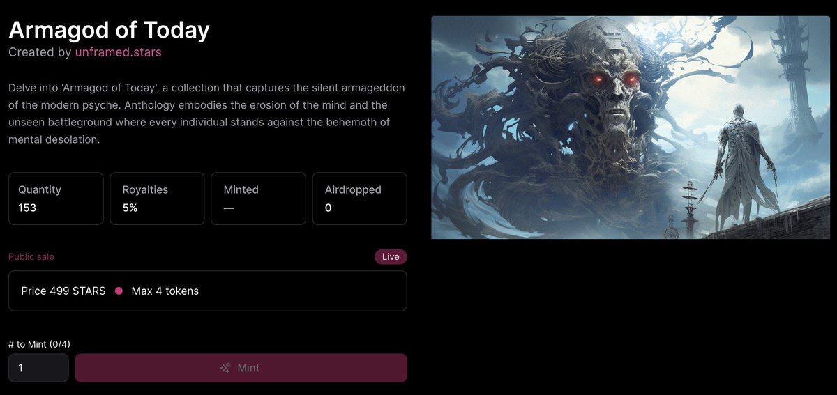 nullwavediv's tweet photo. 🚨NEW COLLECTION 🚨 Delve into 'Armagod of Today', a collection that captures the silent armageddon of the modern psyche.

#NFT #NFTmint #AiArt #NFTCollection #Armageddon 

https://t.co/Rs6HNhdlzk https://t.co/R24MkYkNSF
