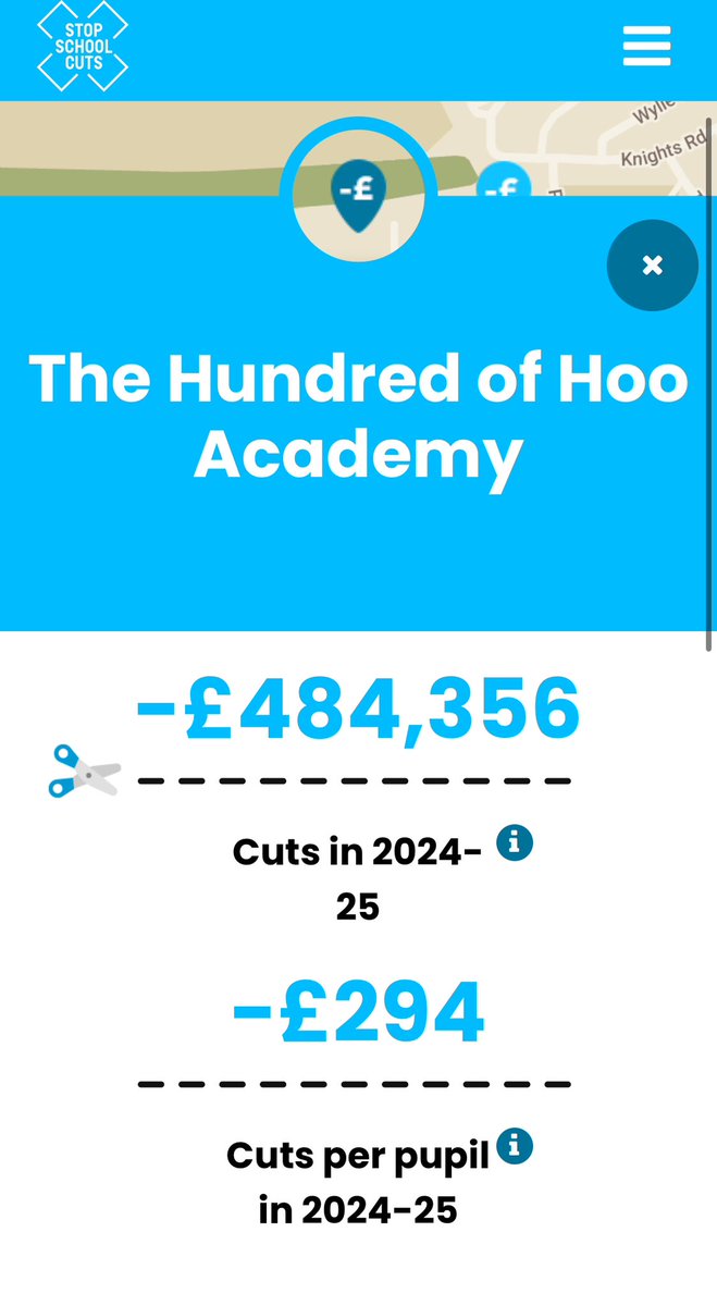 MedwaySchoolCut's tweet photo. Medway schools will be suffering under the @MedwayTories @ElizabethTurp14 

Under @Conservatives @hohacademy
 will see a £484k cut with £294 loss per pupil in 2024. https://t.co/ceSp9GxIJZ