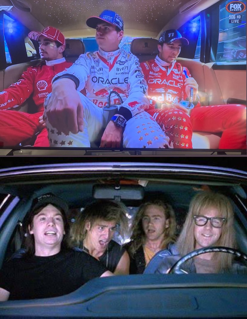 I think we will go with a little Bohemian Rhapsody <a href="/f1/">Formula 1</a> <a href="/Max33Verstappen/">Max Verstappen</a> <a href="/Charles_Leclerc/">Charles Leclerc</a> and <a href="/SChecoPerez/">Sergio Pérez</a> 

#LasVegasGP